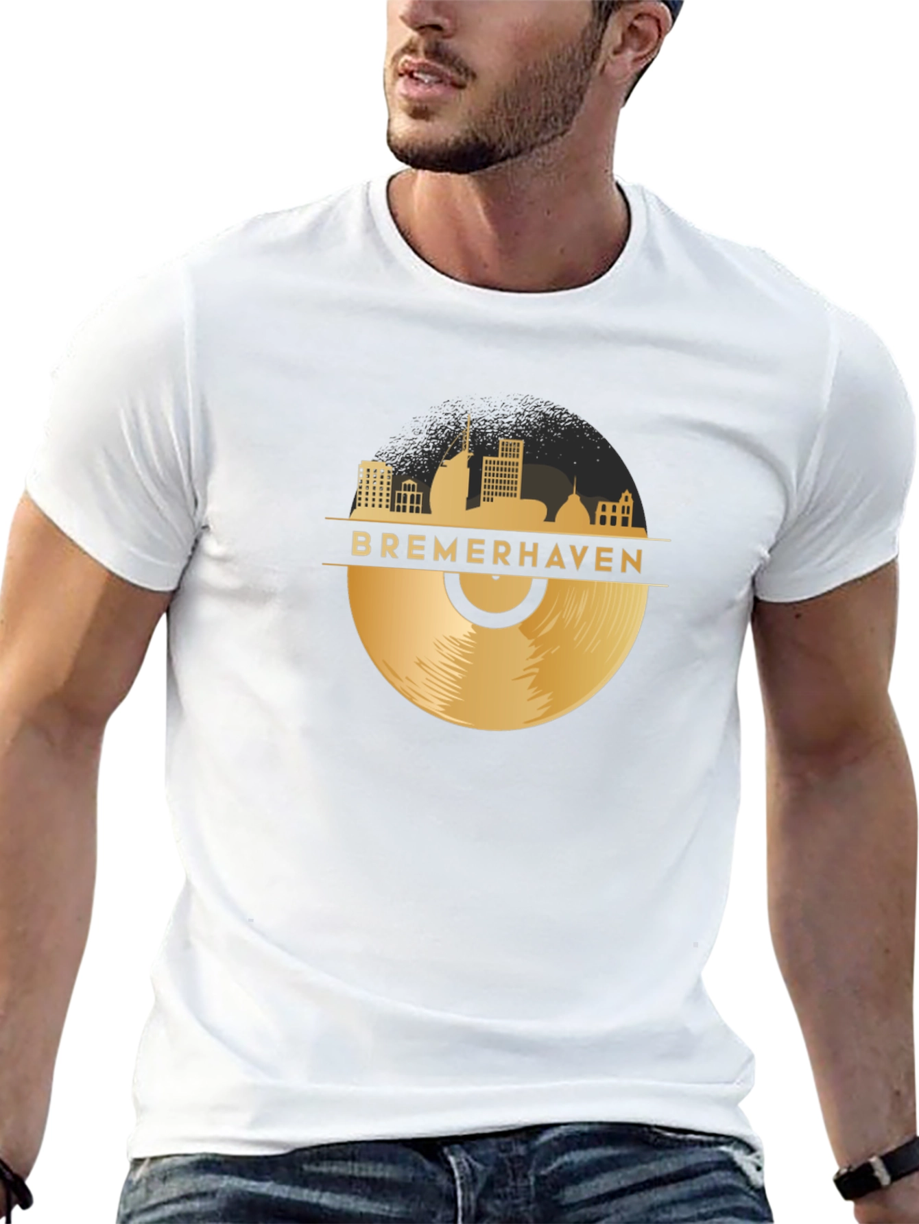Bremerhaven Skyline Vinyl Record Graphic Tee