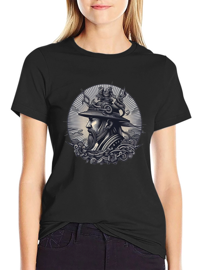 Samurai Graphic Print Black T-Shirt