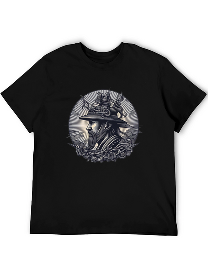 Samurai Graphic Print Black T-Shirt