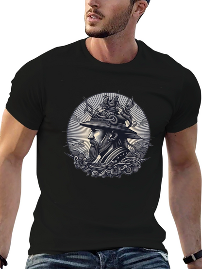 Samurai Graphic Print Black T-Shirt