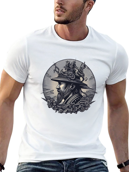 Samurai Graphic Print Black T-Shirt