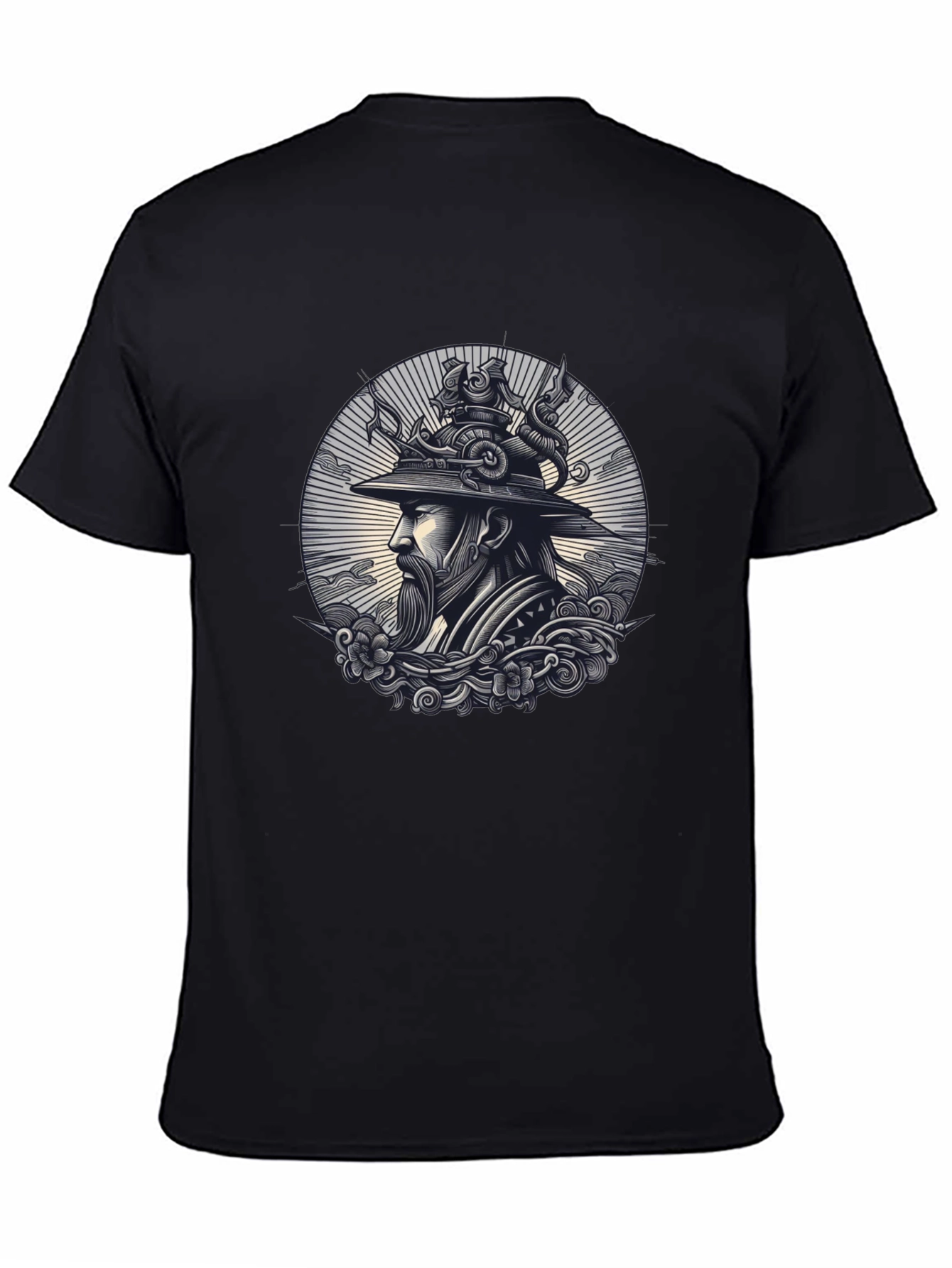 Samurai Graphic Print Black T-Shirt