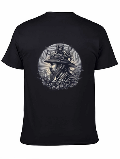 Samurai Graphic Print Black T-Shirt