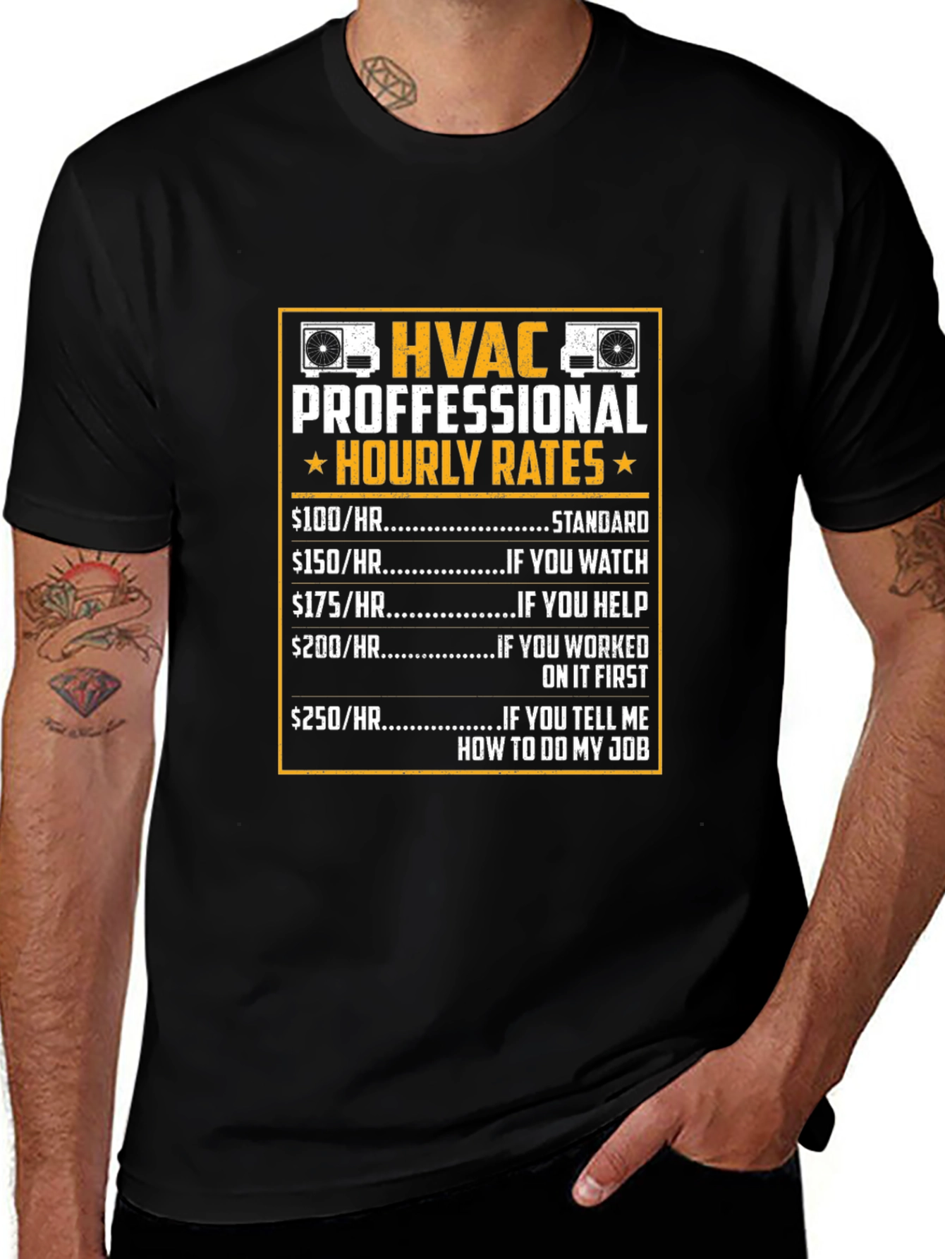 HVAC Pro Hourly Rates Black T-Shirt