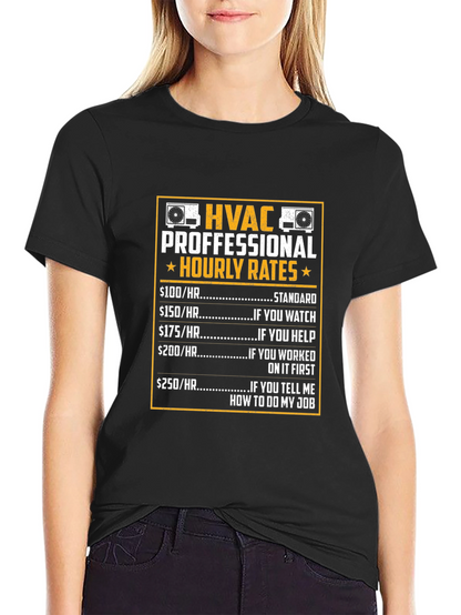 HVAC Pro Hourly Rates Black T-Shirt