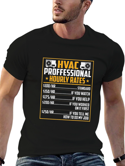 HVAC Pro Hourly Rates Black T-Shirt