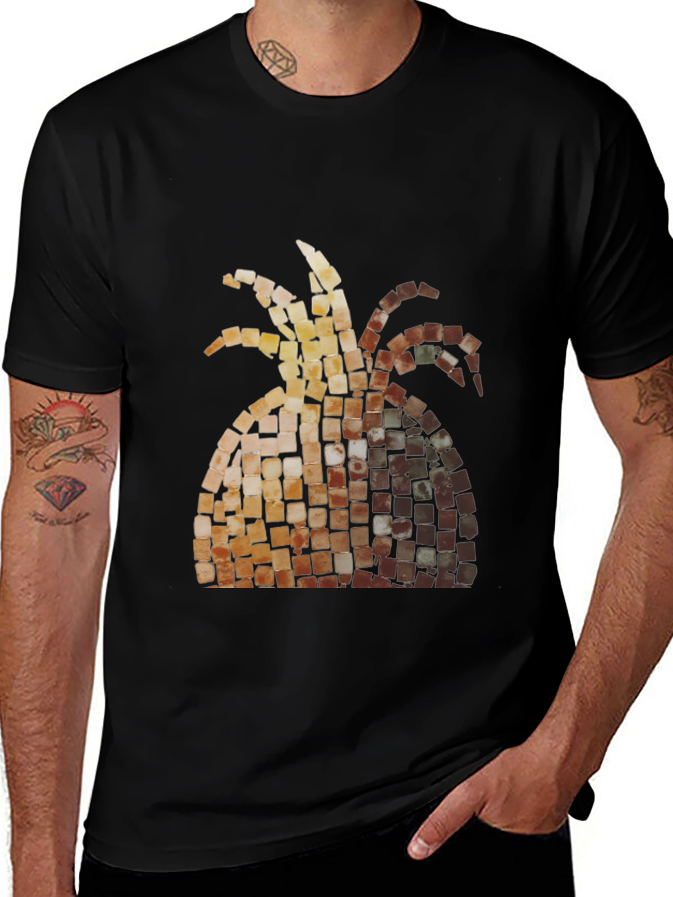 Mosaic Pineapple Graphic Tee - Black