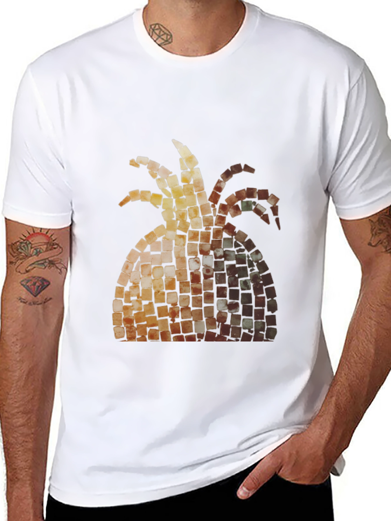 Mosaic Pineapple Graphic Tee - Black