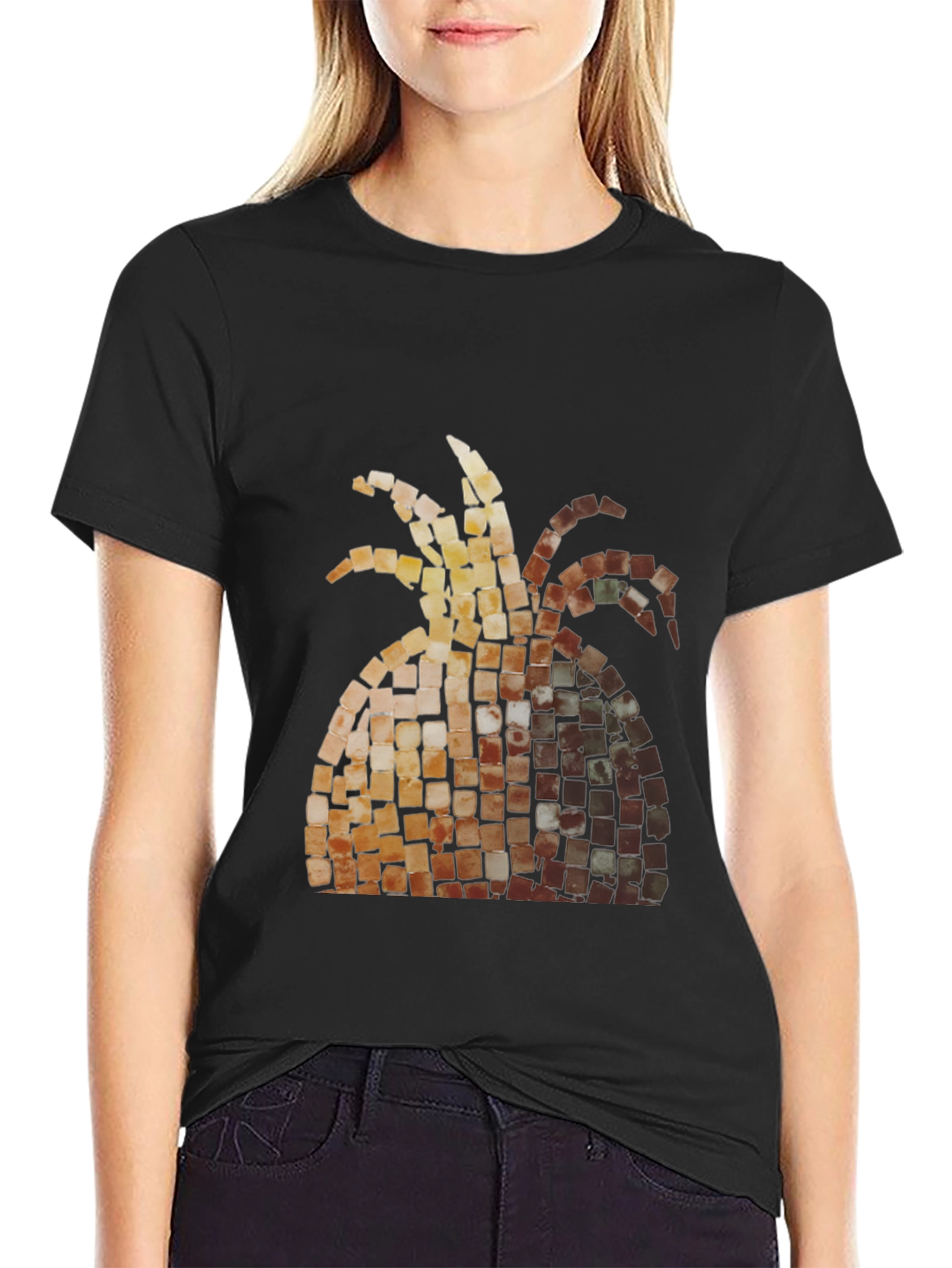 Mosaic Pineapple Graphic Tee - Black