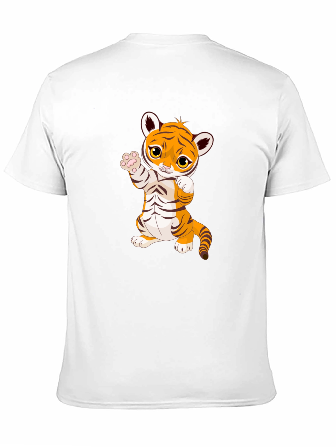 Cute Cartoon Tiger Black T-Shirt