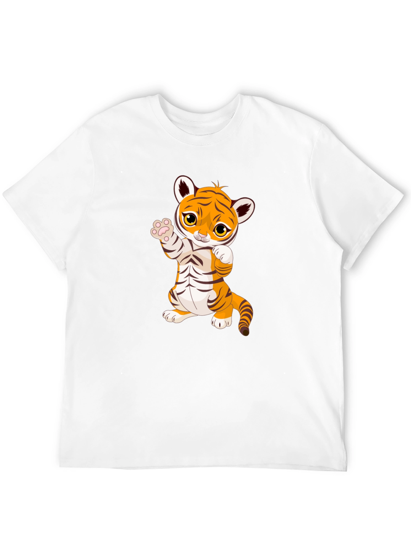 Cute Cartoon Tiger Black T-Shirt