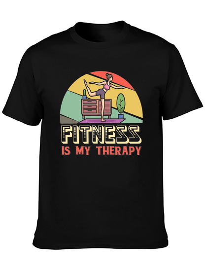 Fitness is My Therapy Graphic Tee - Black