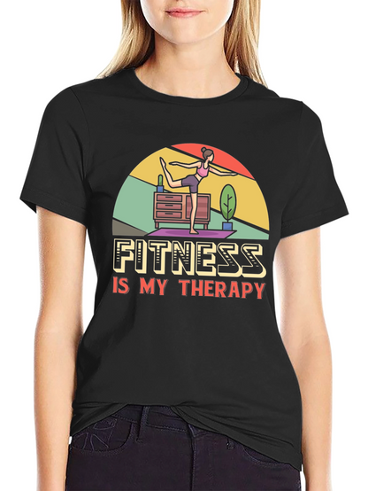 Fitness is My Therapy Graphic Tee - Black