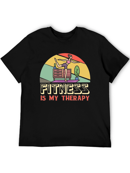 Fitness is My Therapy Graphic Tee - Black