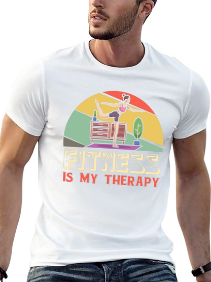Fitness is My Therapy Graphic Tee - Black