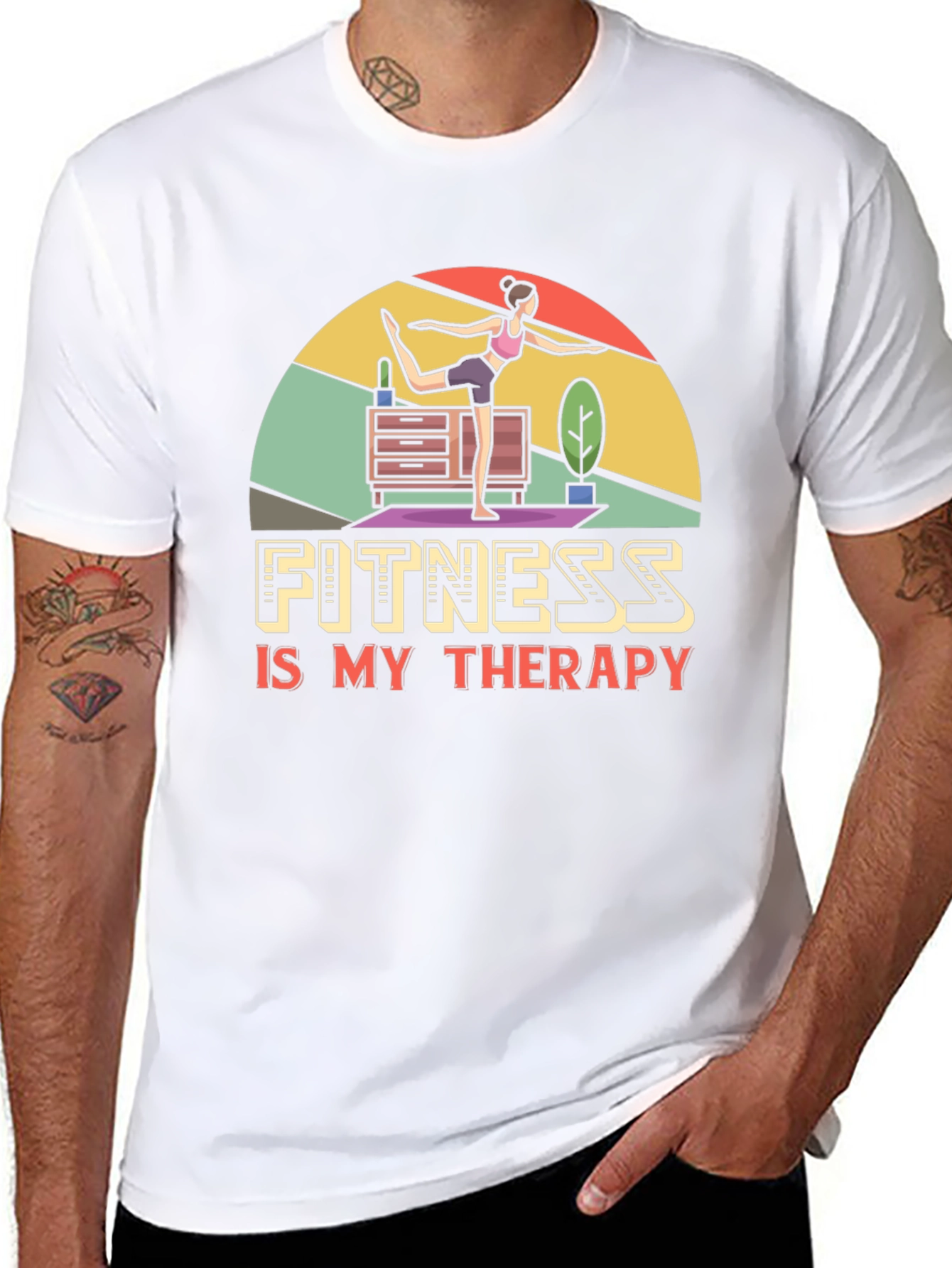 Fitness is My Therapy Graphic Tee - Black