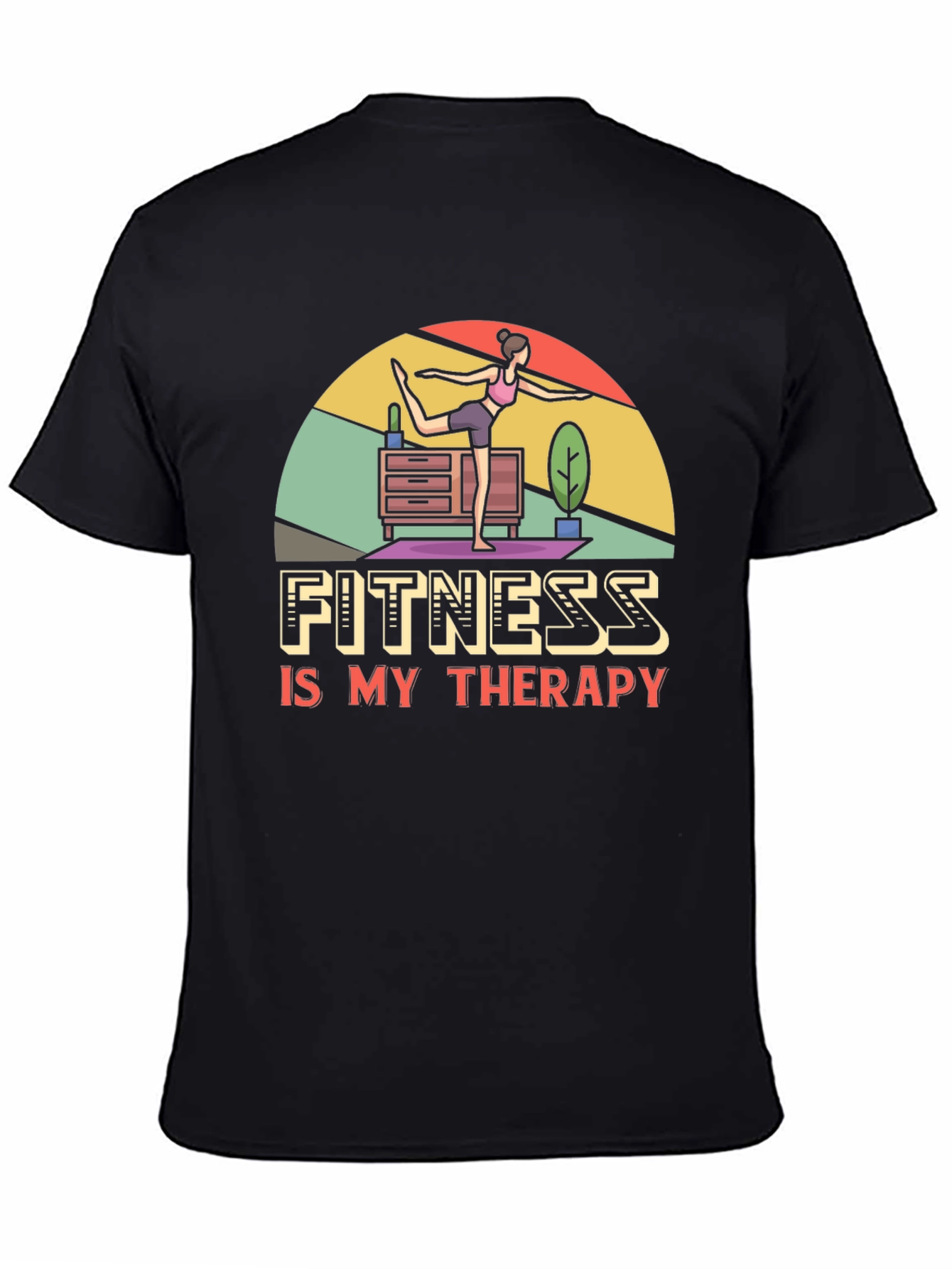 Fitness is My Therapy Graphic Tee - Black