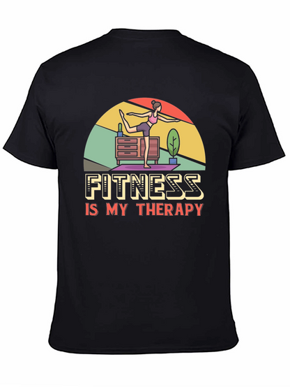 Fitness is My Therapy Graphic Tee - Black
