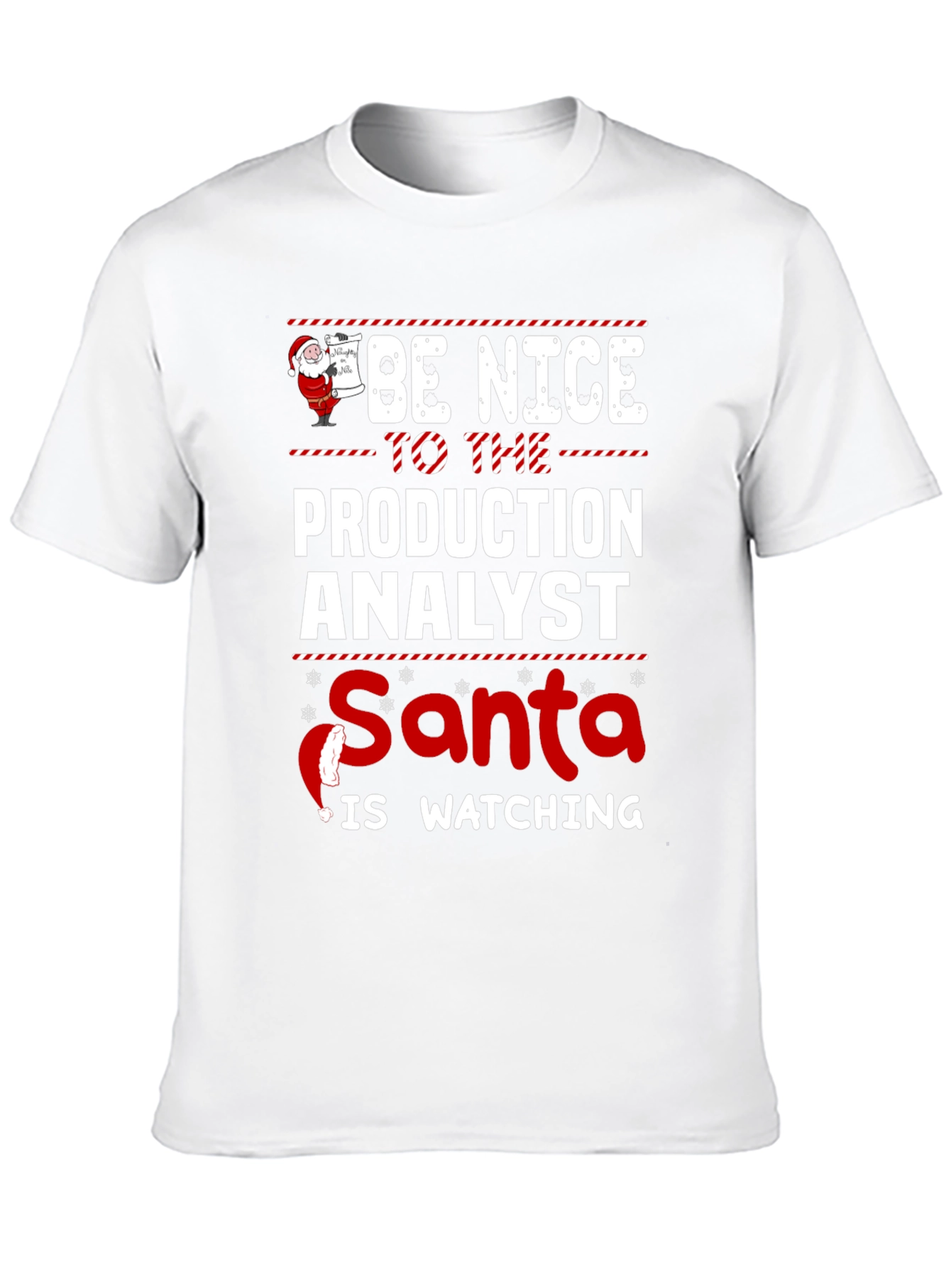 Funny Production Analyst Santa Watching Christmas T-Shirt