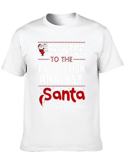Funny Production Analyst Santa Watching Christmas T-Shirt