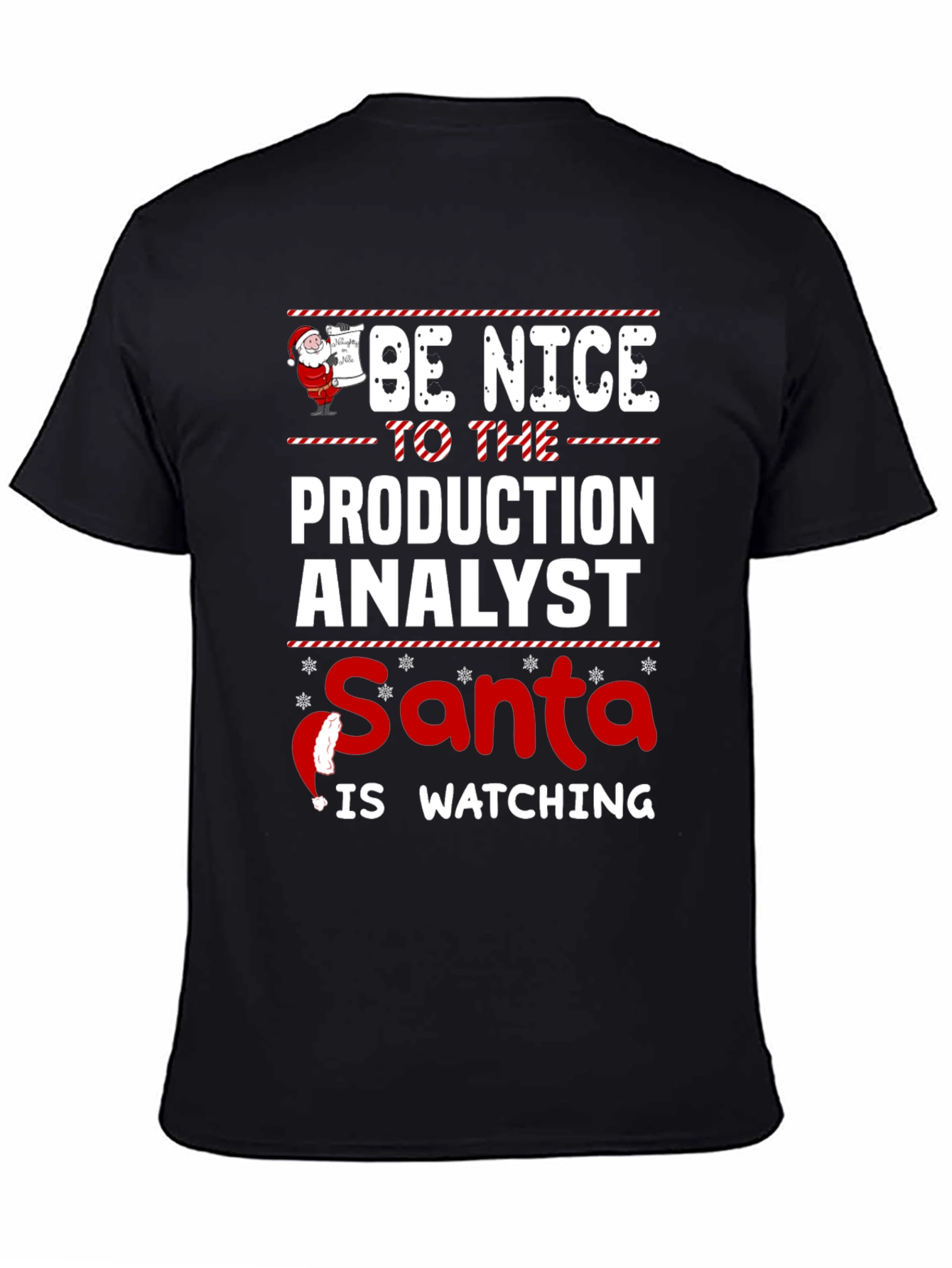 Funny Production Analyst Santa Watching Christmas T-Shirt