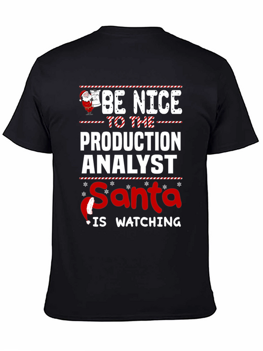 Funny Production Analyst Santa Watching Christmas T-Shirt