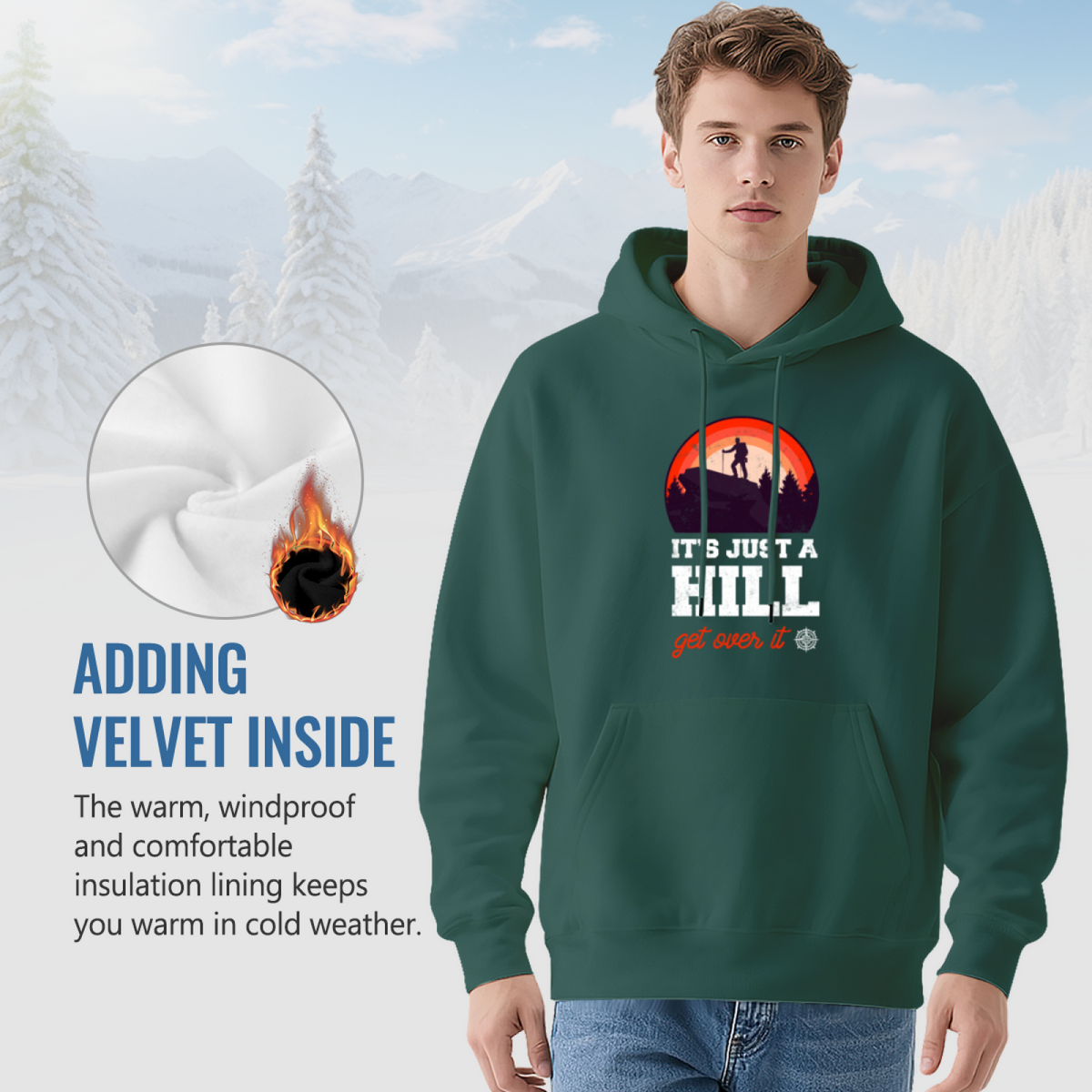 Trendy Hooded Sweatshirt - Hiking Adventure