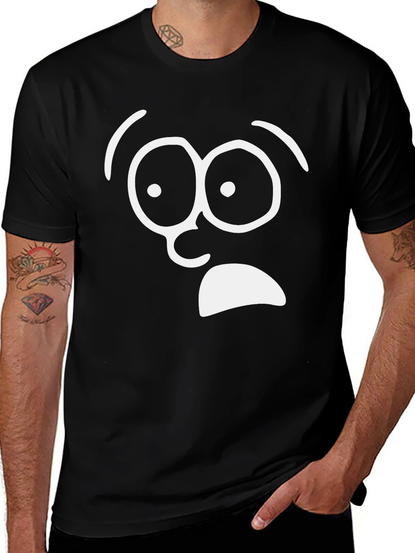 Shocked Face Graphic T-Shirt - Black Cotton Tee