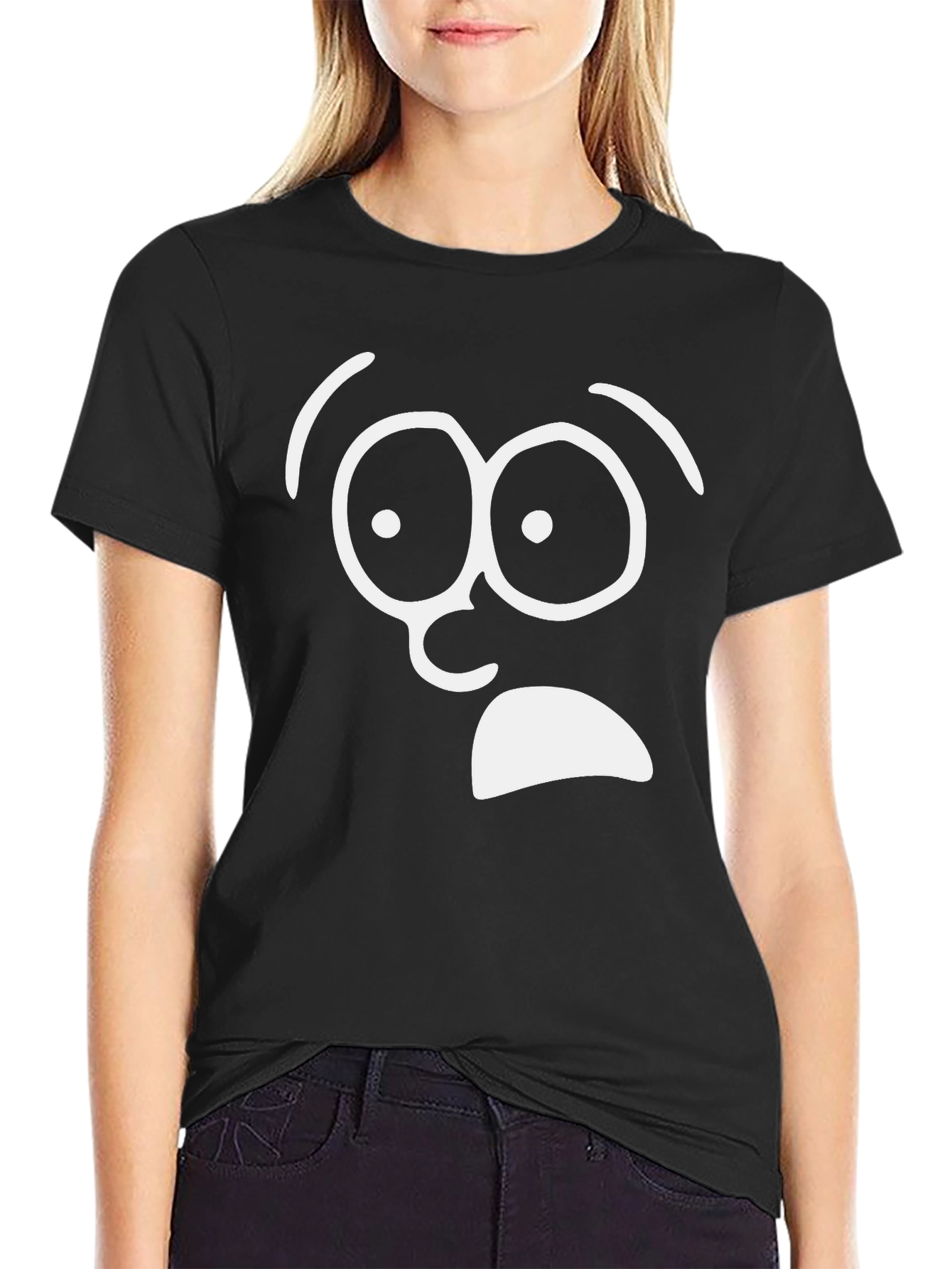 Shocked Face Graphic T-Shirt - Black Cotton Tee