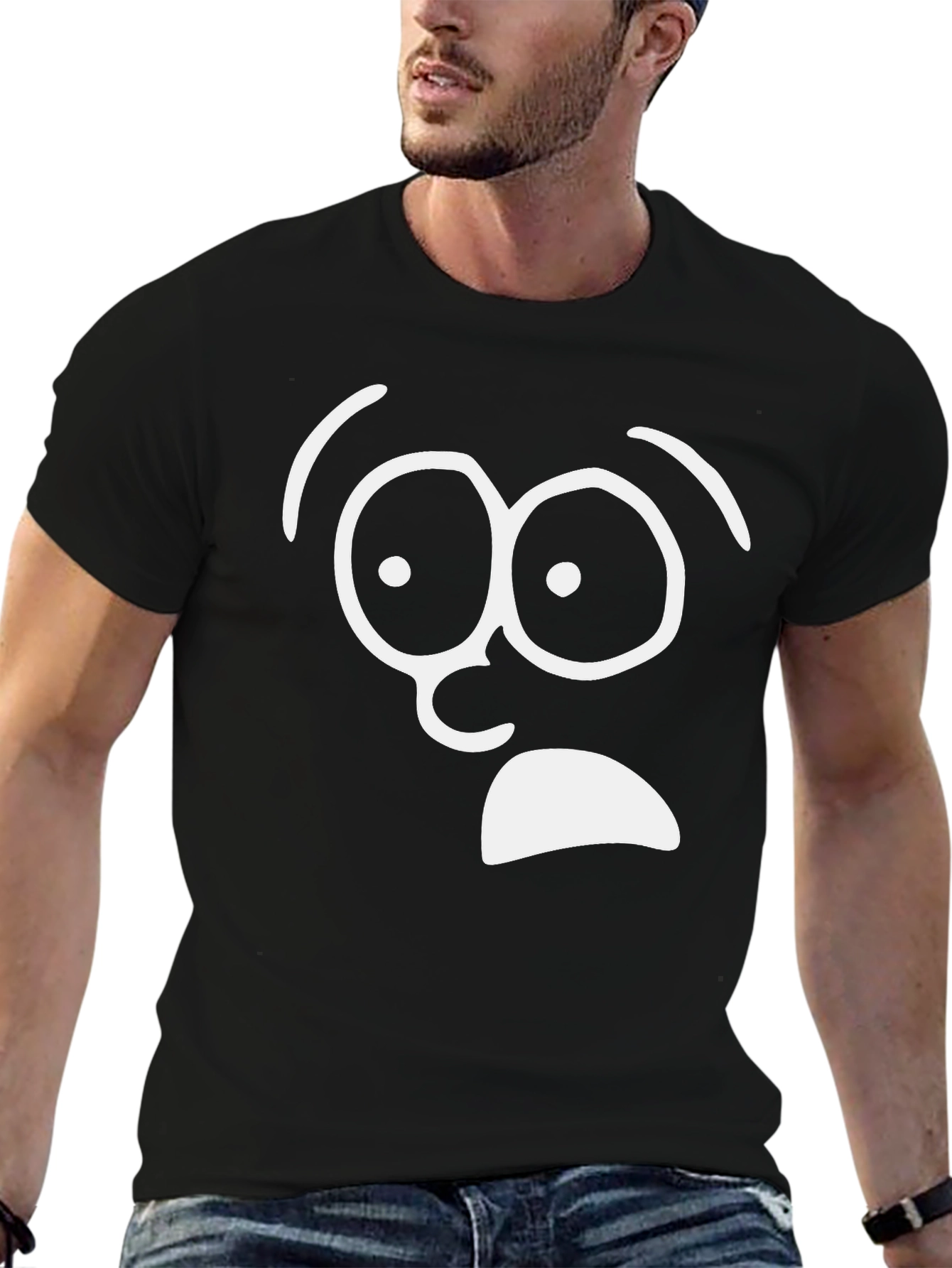Shocked Face Graphic T-Shirt - Black Cotton Tee