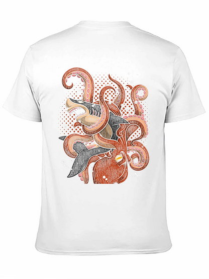Octopus vs Shark Graphic Tee - Black