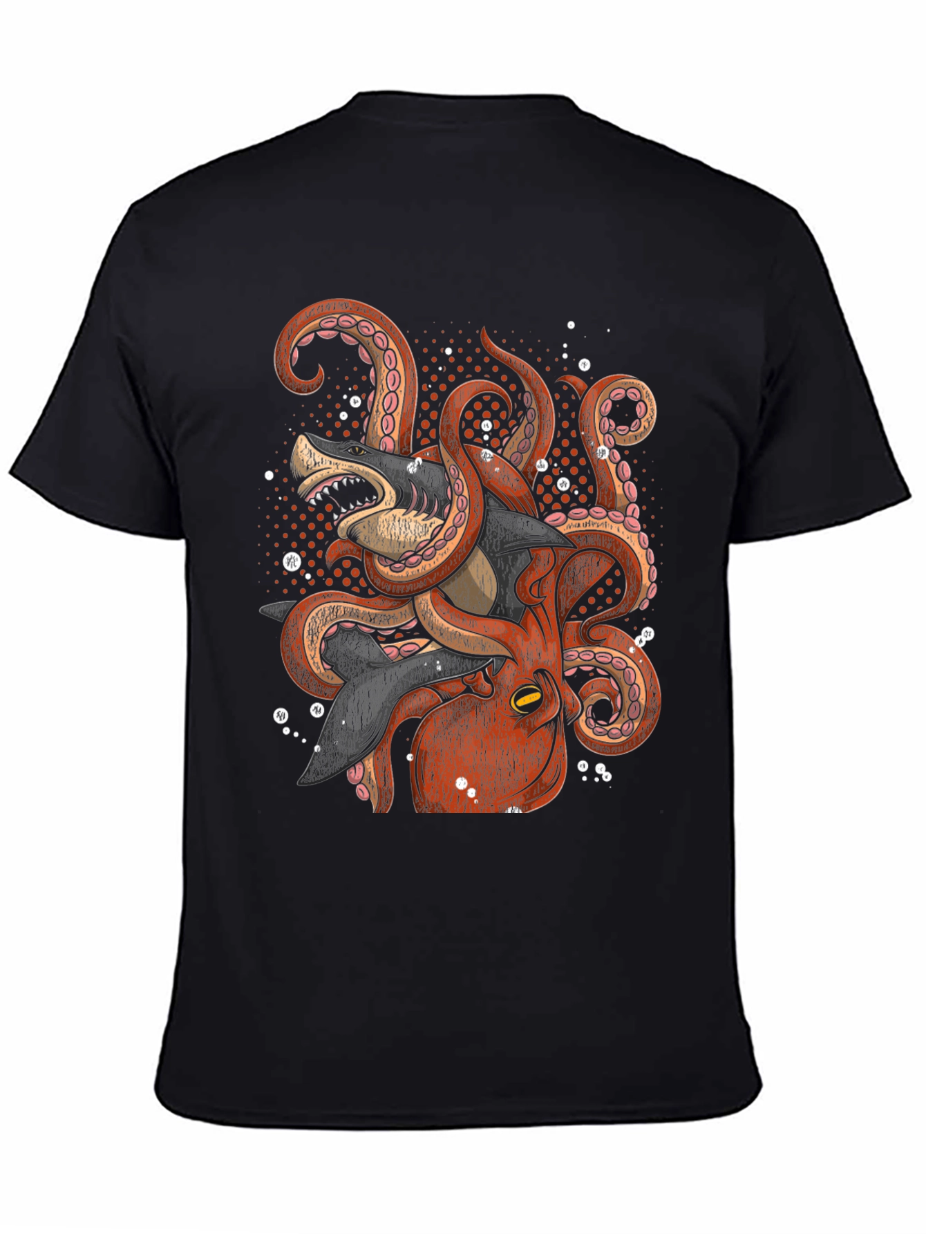 Octopus vs Shark Graphic Tee - Black