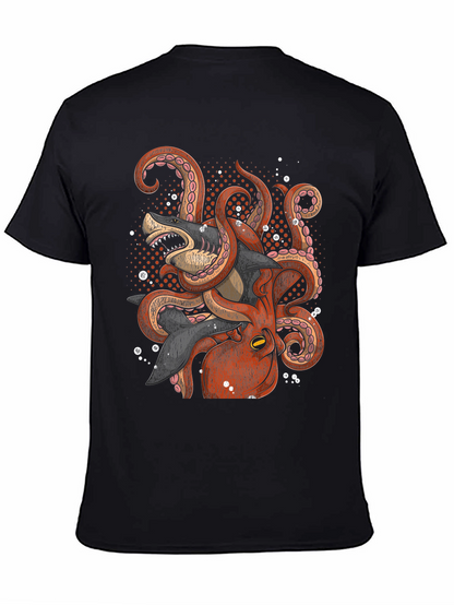 Octopus vs Shark Graphic Tee - Black