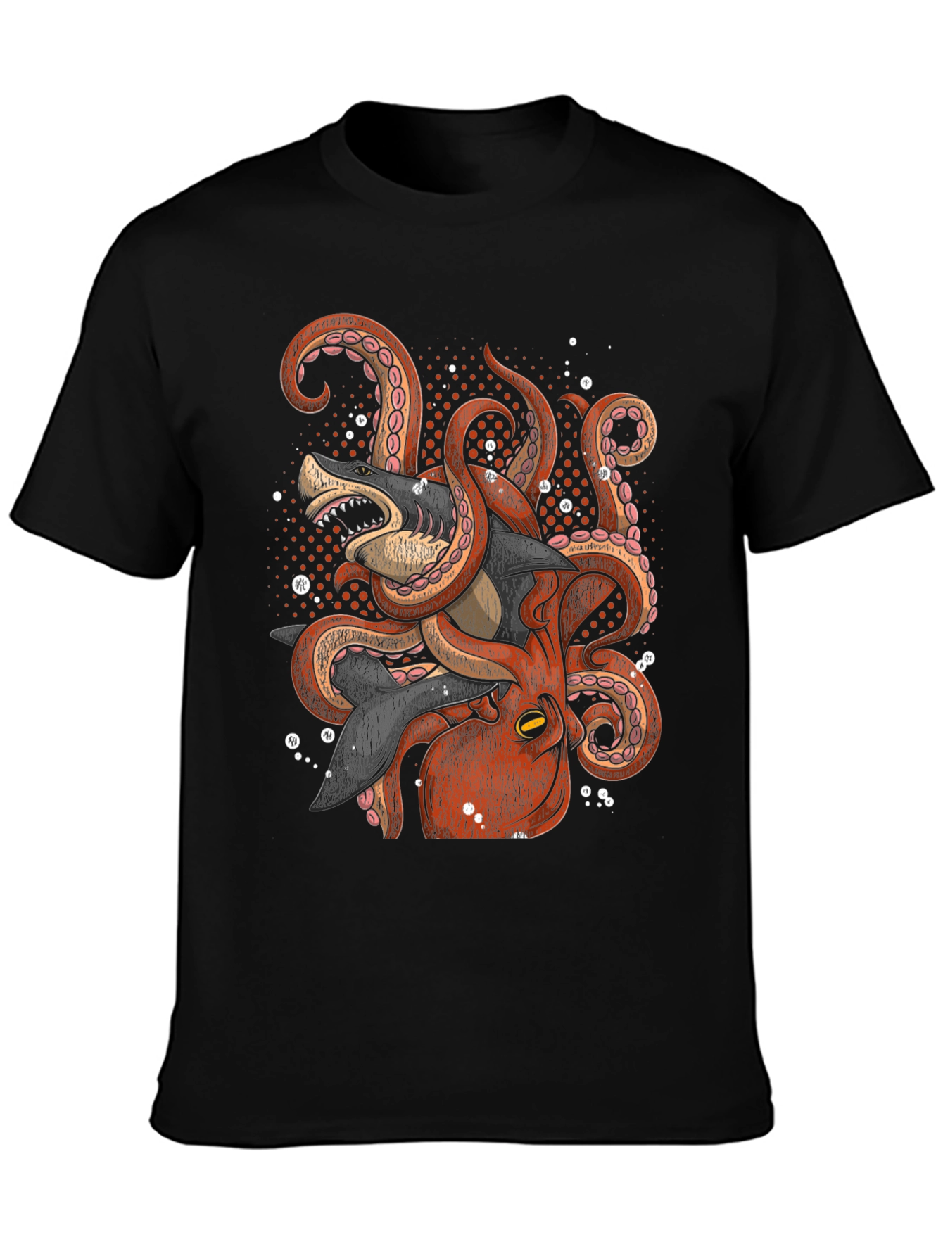 Octopus vs Shark Graphic Tee - Black