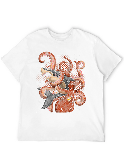 Octopus vs Shark Graphic Tee - Black