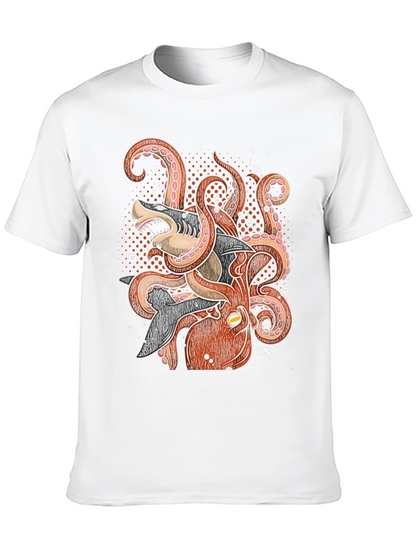 Octopus vs Shark Graphic Tee - Black