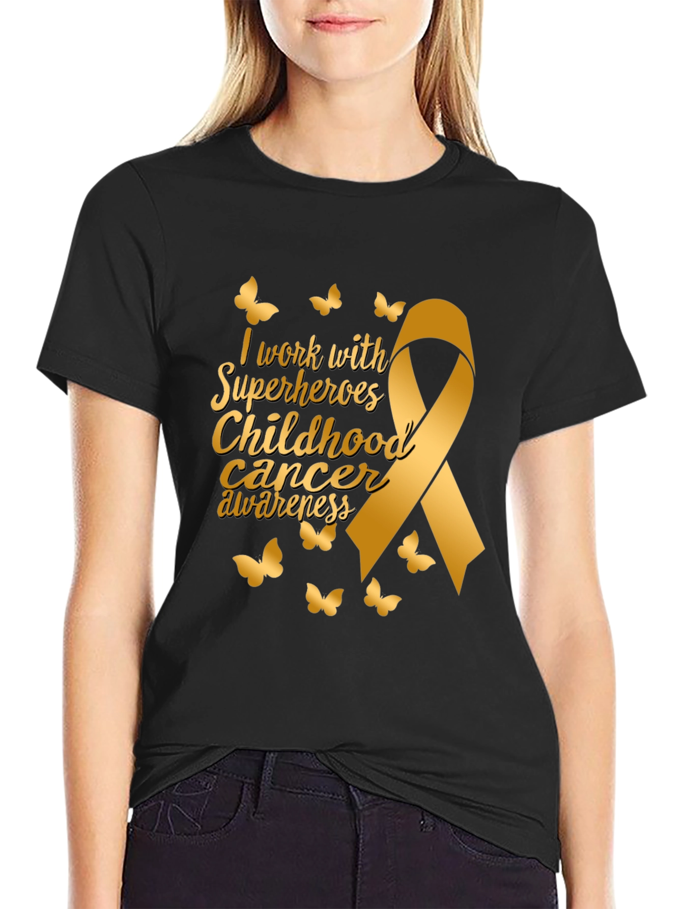 Childhood Cancer Awareness Ribbon Butterfly T-Shirt