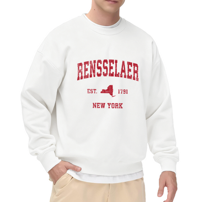 Rensselaer New York Crewneck Sweatshirt - Vintage College Town Pride Pullover