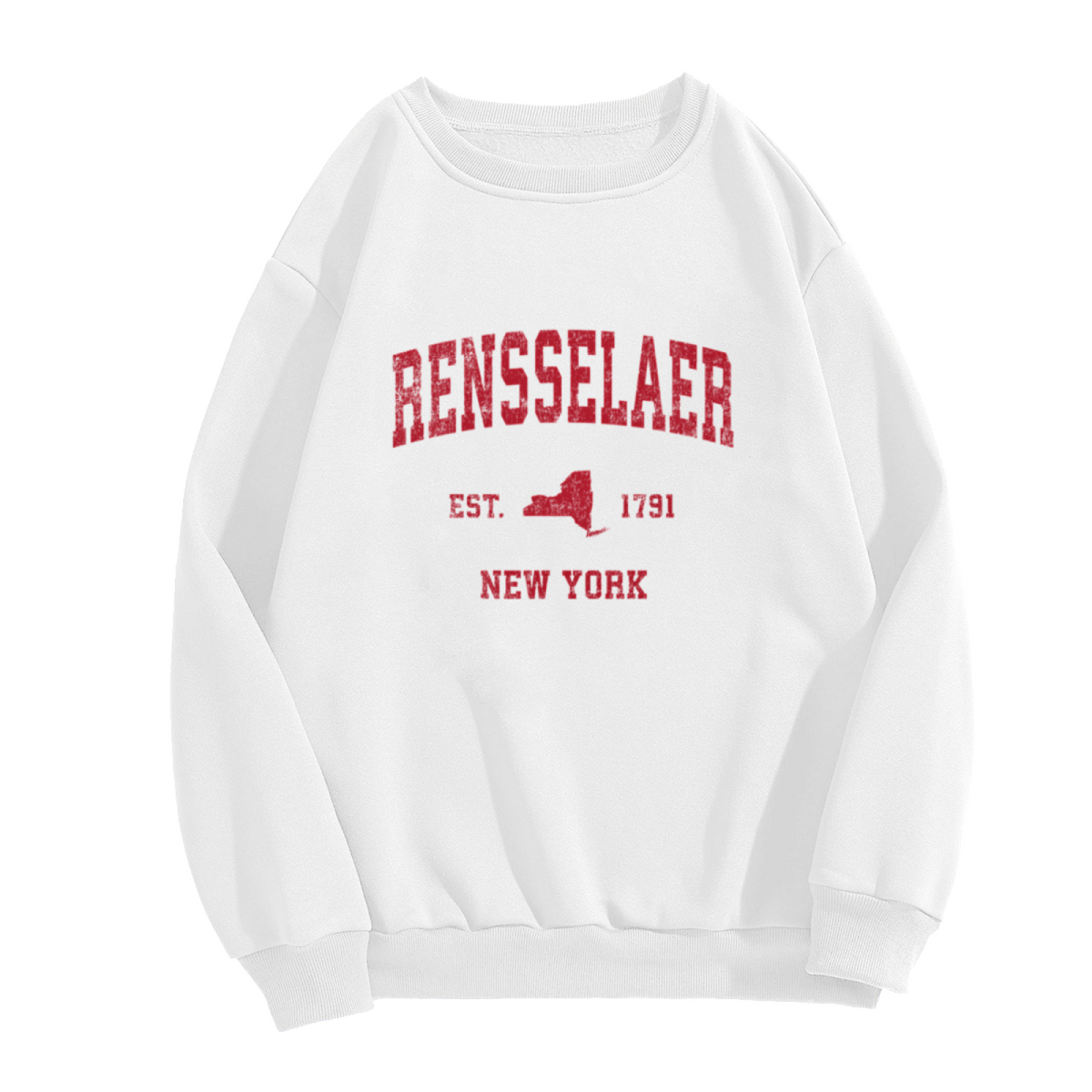 Rensselaer New York Crewneck Sweatshirt - Vintage College Town Pride Pullover