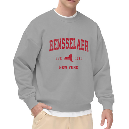 Rensselaer New York Crewneck Sweatshirt - Vintage College Town Pride Pullover