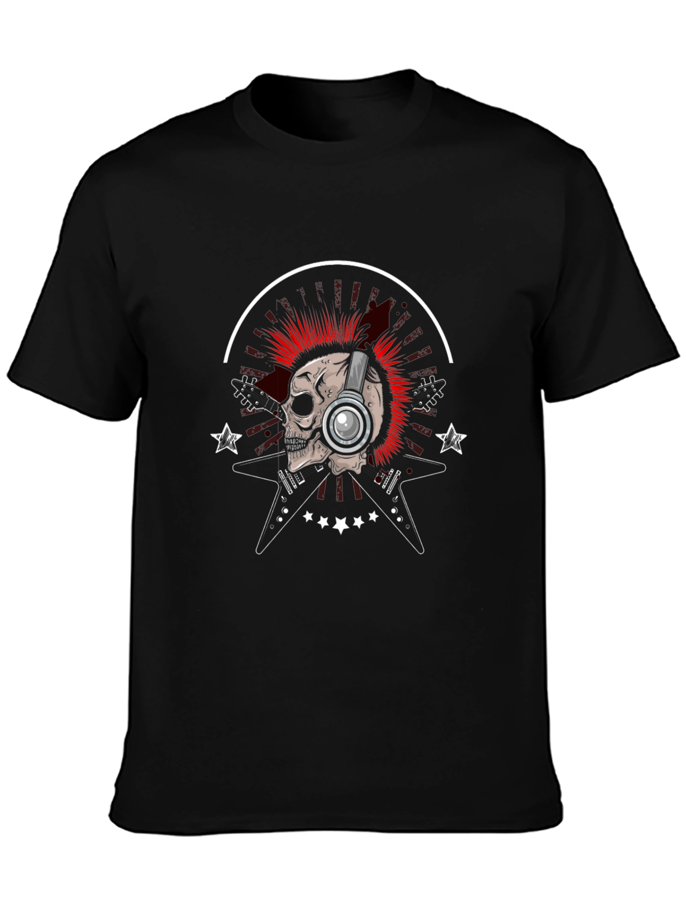 Skull & Guitars Graphic Tee - Rock Music Style