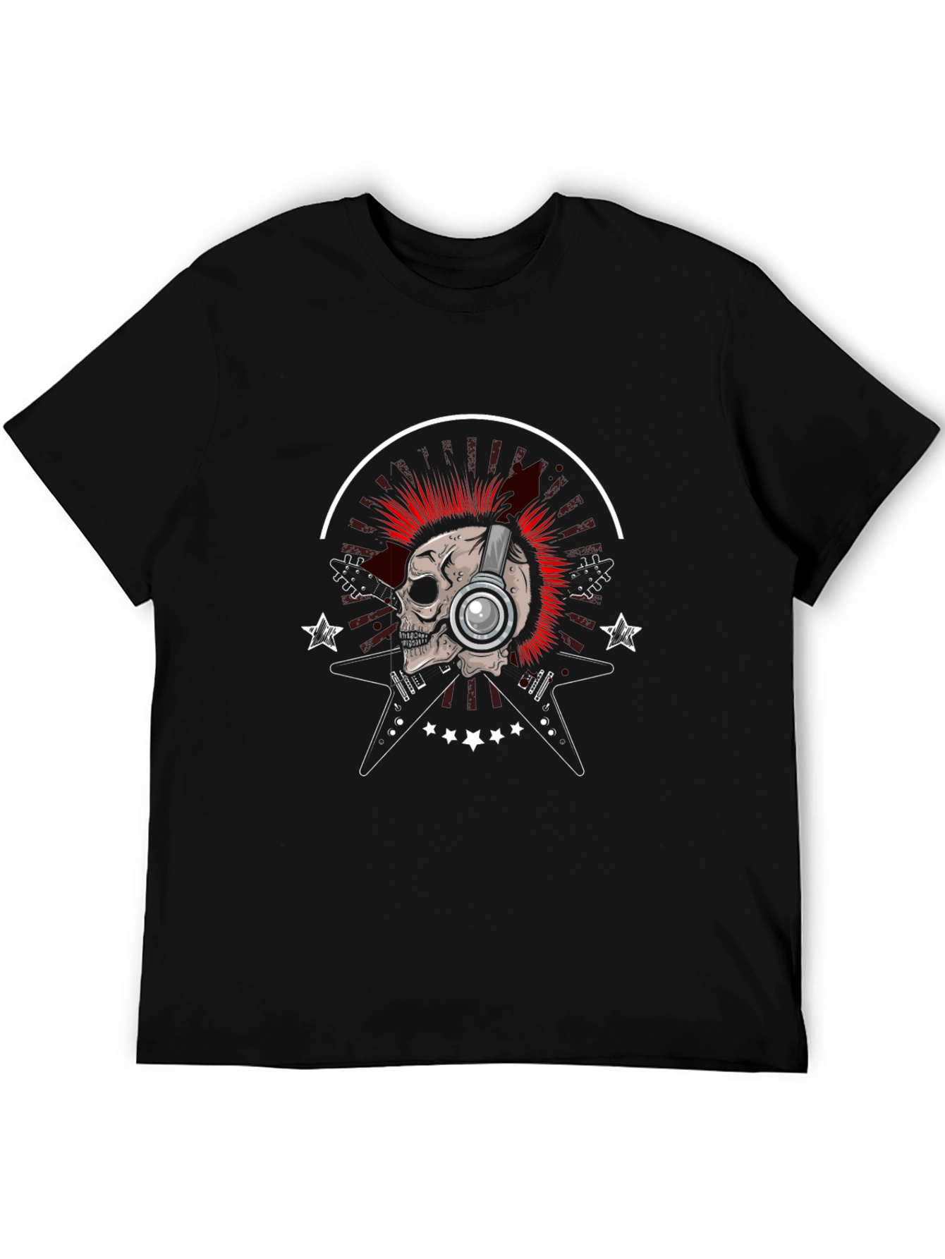 Skull & Guitars Graphic Tee - Rock Music Style