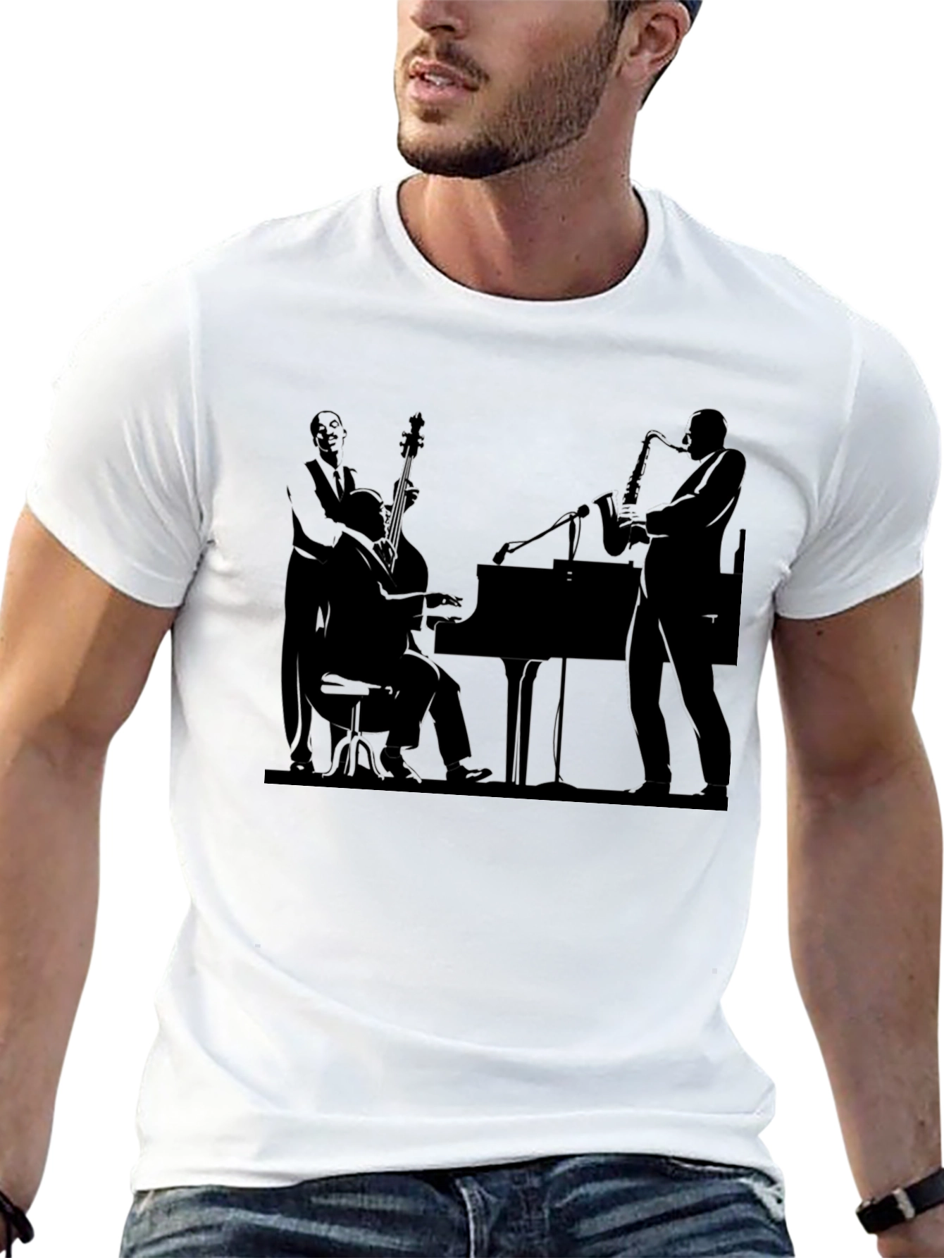 Jazz Band Silhouette Black T-Shirt