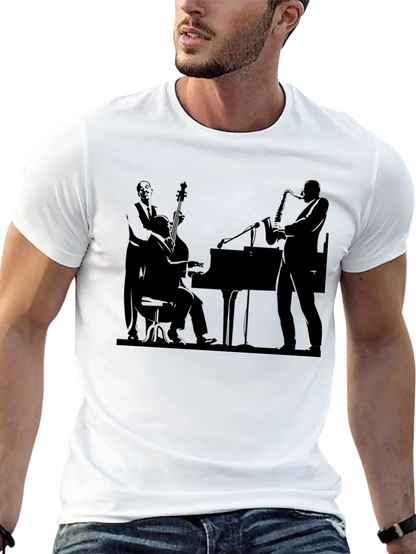 Jazz Band Silhouette Black T-Shirt