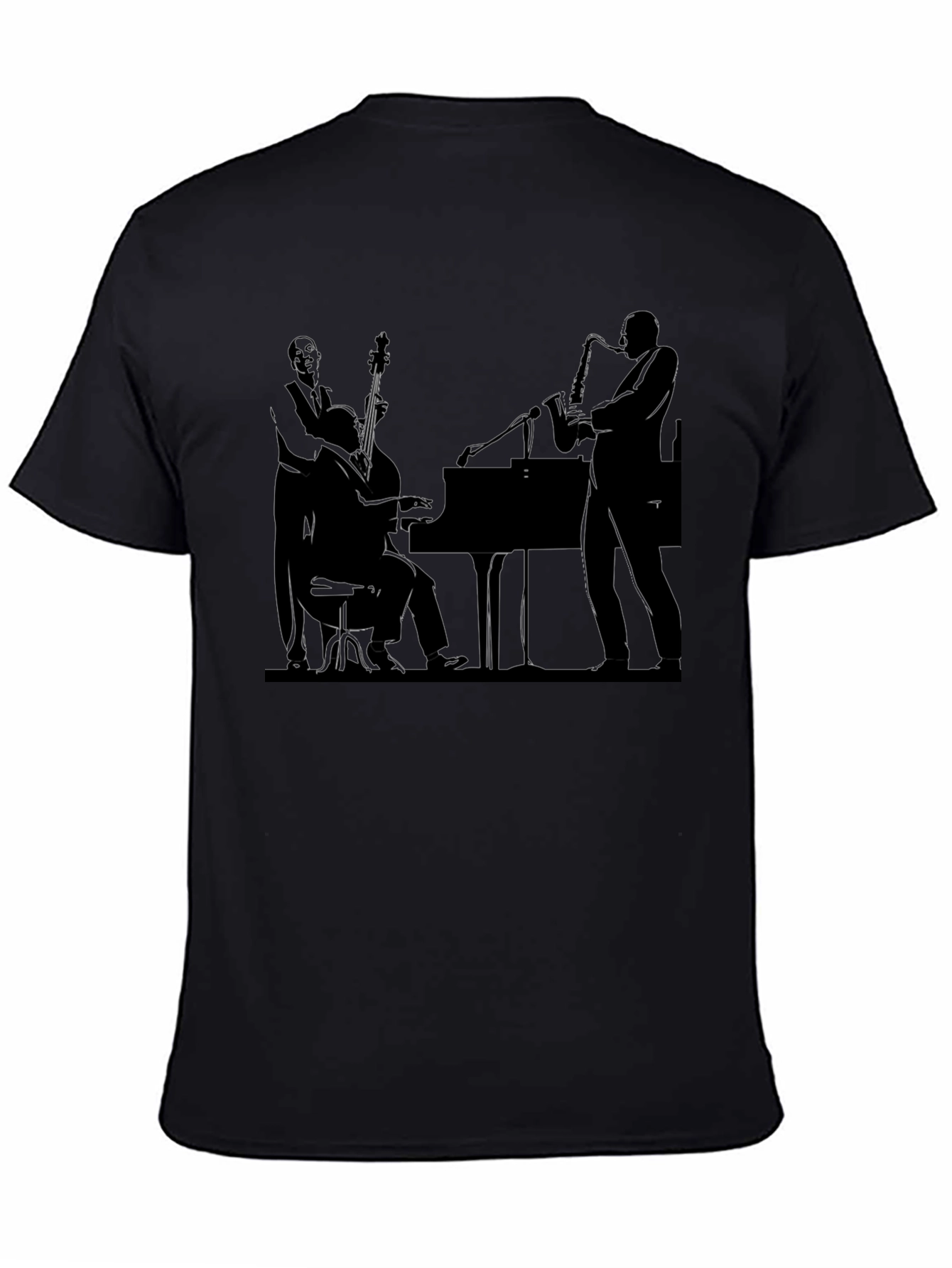Jazz Band Silhouette Black T-Shirt