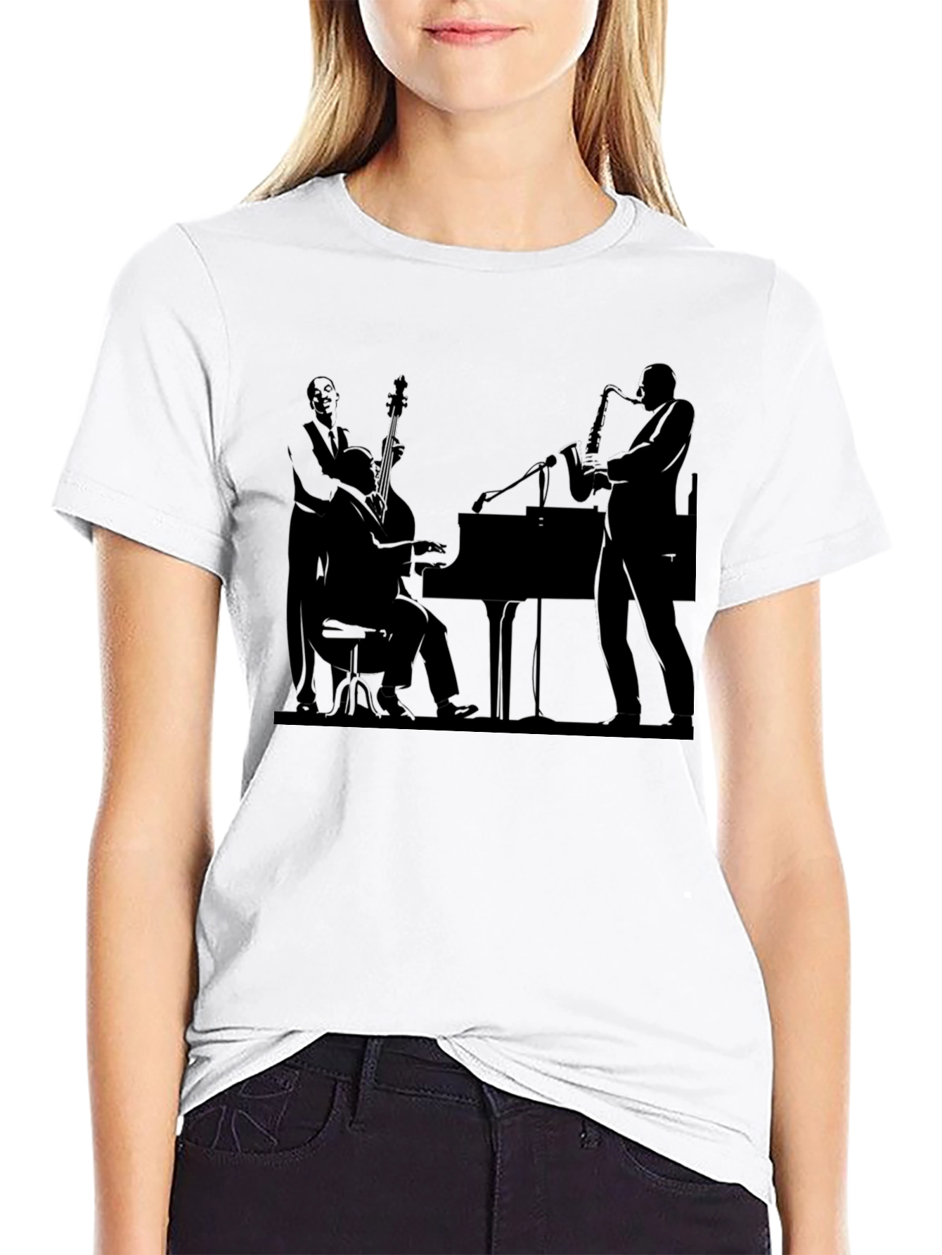 Jazz Band Silhouette Black T-Shirt