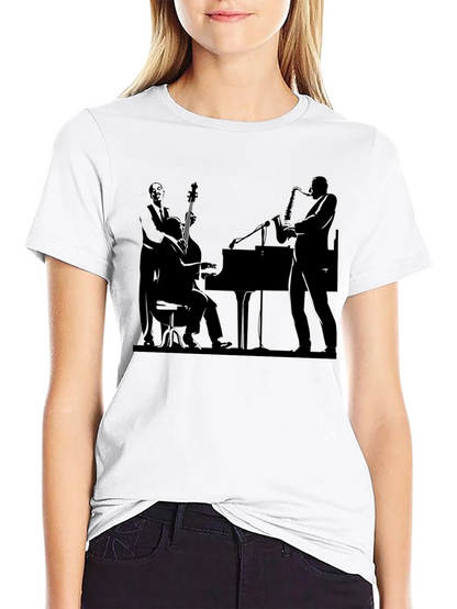 Jazz Band Silhouette Black T-Shirt