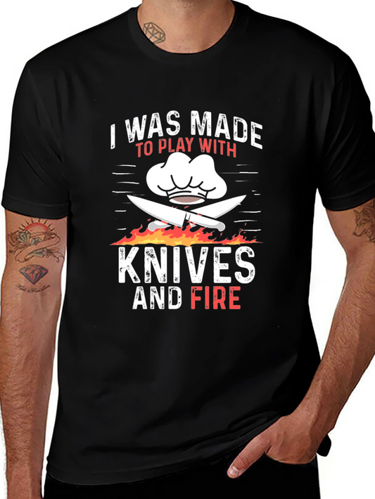 Chef Knives and Fire Graphic T-Shirt
