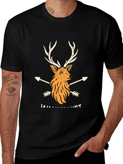 Wanderlust Deer Graphic Black T-Shirt