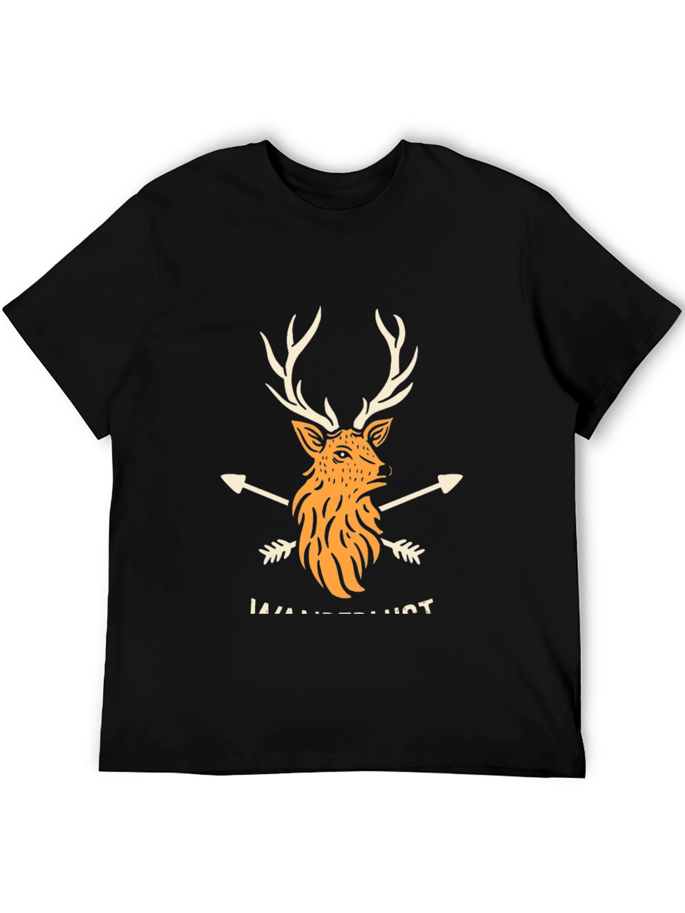 Wanderlust Deer Graphic Black T-Shirt